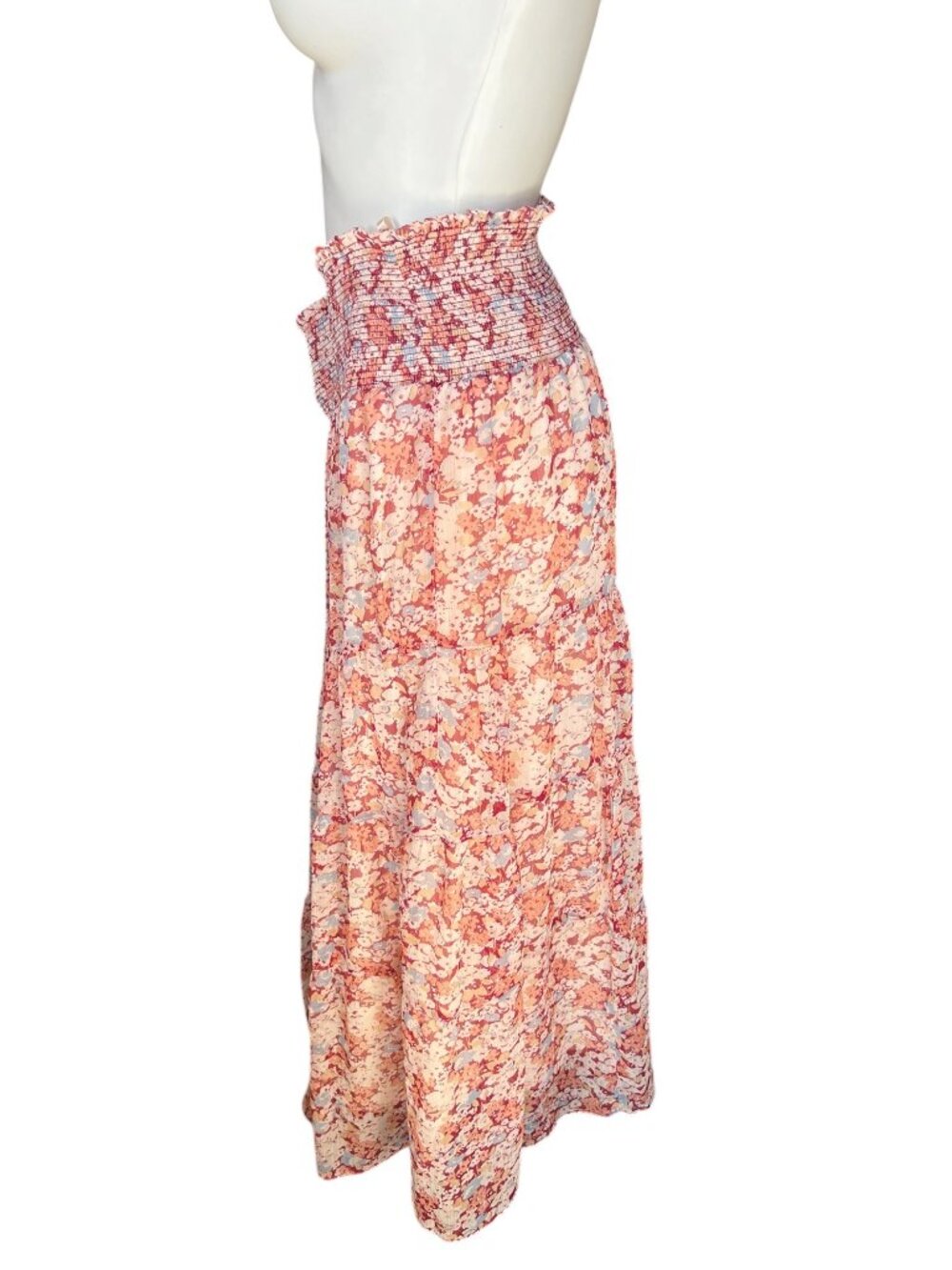 Lauren Ralph Lauren Womens Size 14W Floral Tiered Maxi Skirt Elasticize Waist - Picture 3 of 16